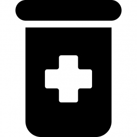 prescription bottle alt sign icon flat contrast black white outline