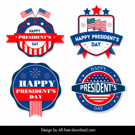 presidents day labels collection elegant shapes flag elements decor