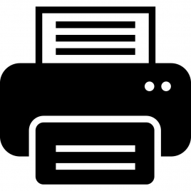 printer icon sign dark black white flat sketch