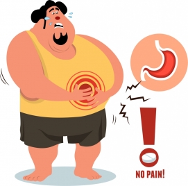 problem background health theme fat man stomachache icons