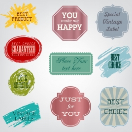 products labels collection grunge retro shaped decor