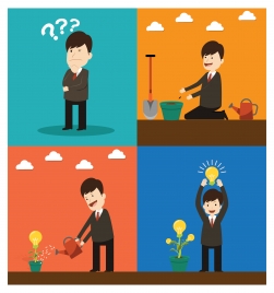 project startup vector illustration with lightbulb and tree