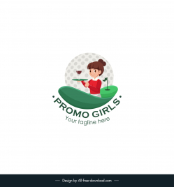 promo girls logo template cute cartoon girl sketch