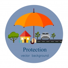 property protection concept background design with protecting umbrella