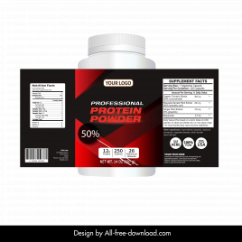 protein powder labels template elegant modern dark