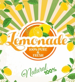 pure lemonade advertisement lemon fruit rays decoration