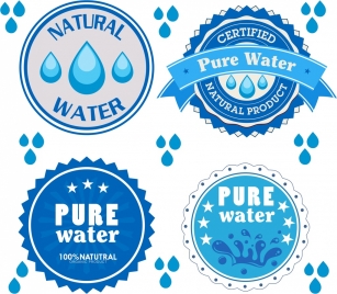 pure water logotypes blue circles isolation droplets icon