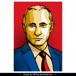 putin president portrait template handdrawn cartoon outline