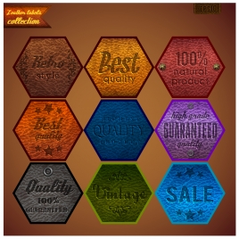 quality guarantee lable sets illustration in polygon shape