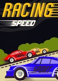racing banner sports cars icons texts decoration