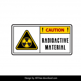 radiation material caution sign template flat triangle texts sketch
