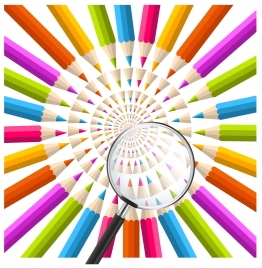 rainbow pencil background in circle