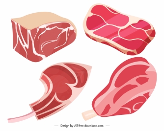 raw meat icons beef fillet lamp chop sketch