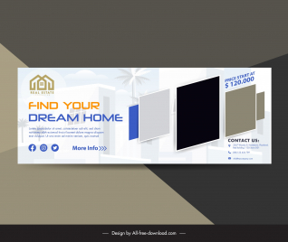 real estate banner template blurred house geometry shapes
