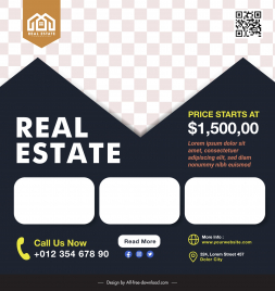 real estate banner template contrast checkered geometry