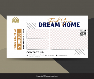 real estate banner template flat checkered layout