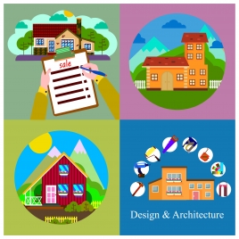 real estate business concept isolated with various houses