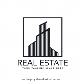 real estate logo template black white flat stylized house lines outline
