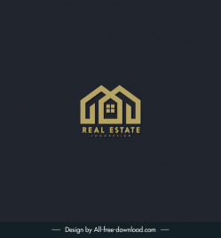 real estate logo template dark flat house window stylization sketch