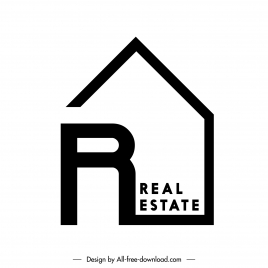 real estate logo template flat silhouette text house stylization lines outline