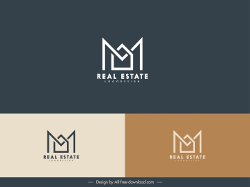 real estate logo template m text house shape