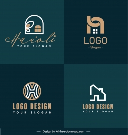 real estate logo templates flat house shapes sketch