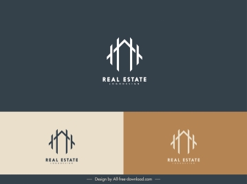 real estate logotype house sketch flat lines decor