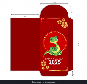 red envelope money pocket template cute snake petals decor
