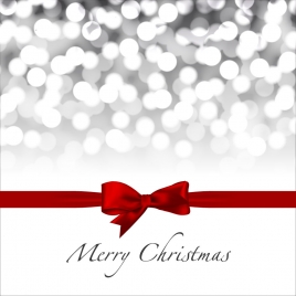 red ribbon decoration for christmas card