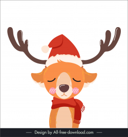 reindeer christmas design element cute stylized cartoon character sketch