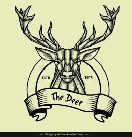reindeer logo retro polygonal design