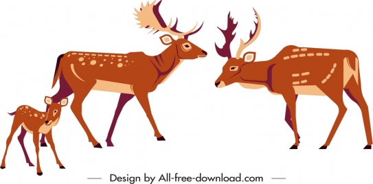 reindeer species painting colored cartoon sketch