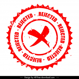 rejected stamp template cross line serrated circle