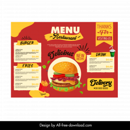 restaurant menu  template  classic burger sketch