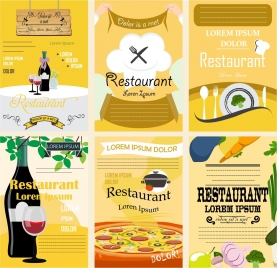 restaurant poster sets design with various colored styles