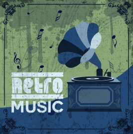 retro music background dark grunge ancient speaker icon