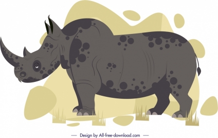 rhino painting dark design cartoon character sketch