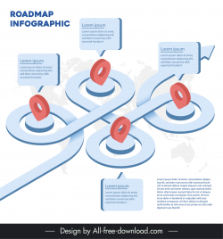 roadmap infographic template 3d twist road silhouette world map
