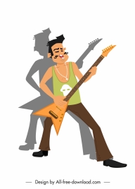 rock music icon performing guitarist sketch cartoon character