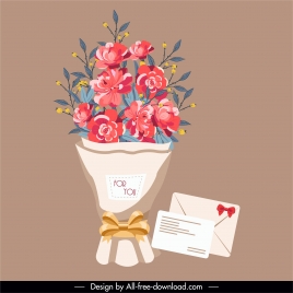romance design element bouquet card sketch