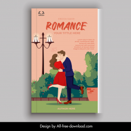 romance ebook template love couple kissing scene cartoon sketch