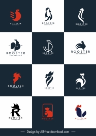 rooster logo templates flat sketch