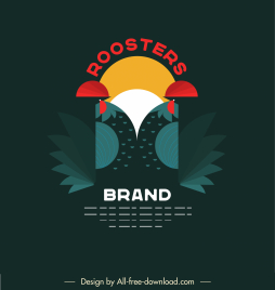 rooster logotype colorful dark flat symmetric abstract design