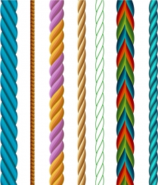 rope icons collection colorful twist sketch