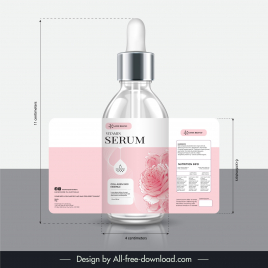 rose extract vitamin serum packaging template elegant petal decor