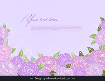 rose flower background template elegant purple classic