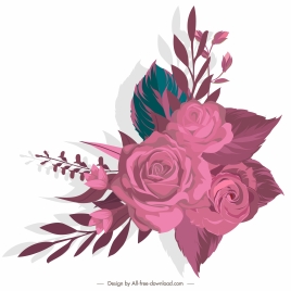 rose painting pink decor classical sketch