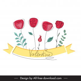 rose valentine sign icon classic elegant handdrawn outline