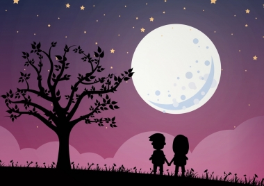 round moon sky backdrop kids silhouette decor