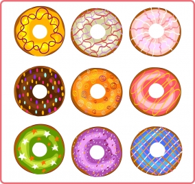 round pies icons collection multicolored flat decoration